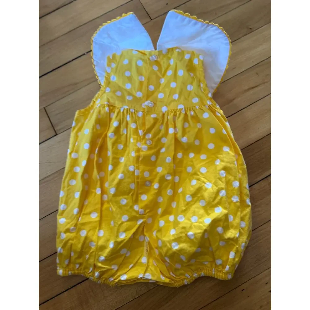 Vintage 90s yellow polka‎ dot romper with tulip